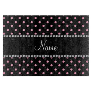 Personalised name Black pink diamonds Cutting Board