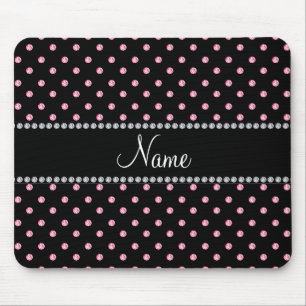 Personalised name Black pink diamonds Mouse Pad