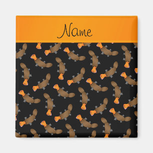Personalised name black platypus pattern magnet