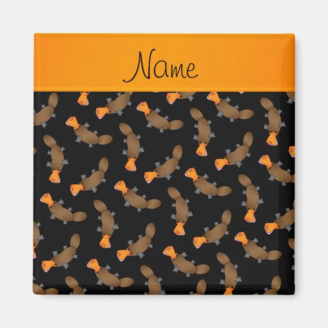 Personalised name black platypus pattern magnet (Front)