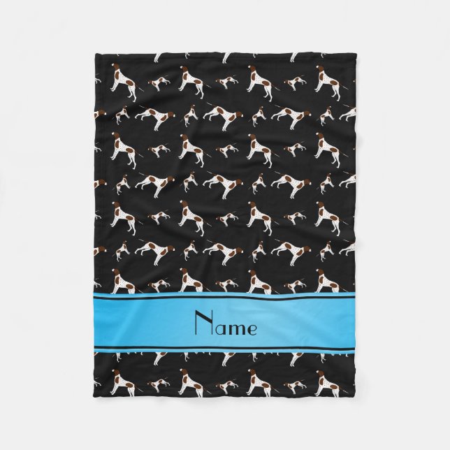 Personalised name black Pointer dogs Fleece Blanket (Front)