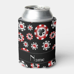 Personalised name black poker chips can cooler