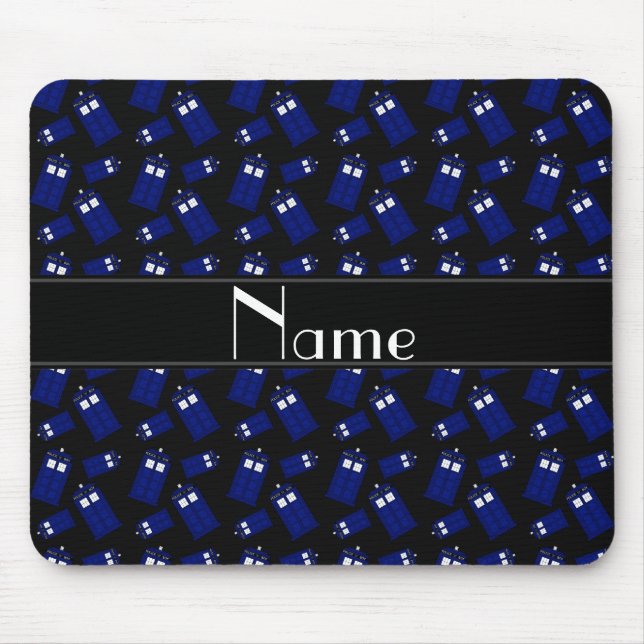 Personalised name black police box mouse pad (Front)