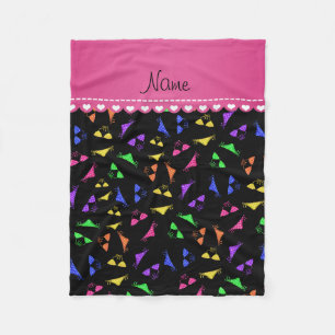 Personalised name black rainbow bikinis fleece blanket