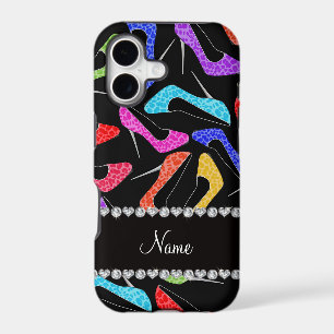 Personalised name black rainbow leopard high heels