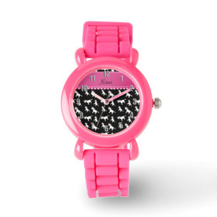 Personalised name black rainbow unicorns watch