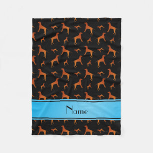 Personalised name black Rhodesian ridgeback dogs Fleece Blanket