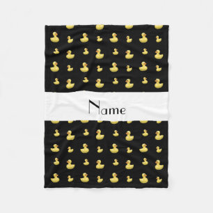 Personalised name black rubber duck pattern fleece blanket