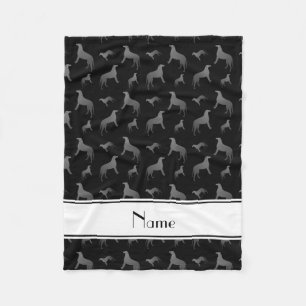 Personalised name black Scottish Deerhound dogs Fleece Blanket