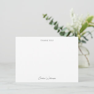 Personalised Name Black Script Elegant Simple Thank You Card