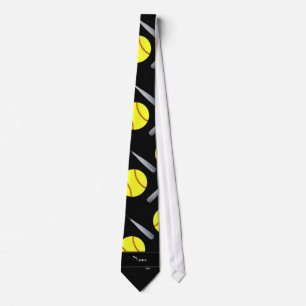Personalised name black softball pattern tie
