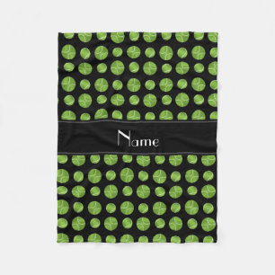 Personalised name black tennis balls pattern fleece blanket