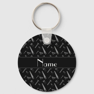 Personalised name black tools pattern key ring