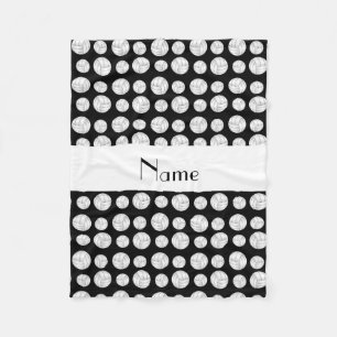Personalised name black volleyball balls fleece blanket