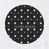 Personalised Name Black White Heart Playful Kids