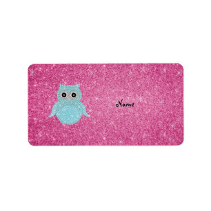 Personalised name bling owl diamonds label