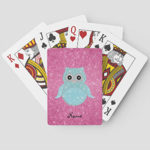 Personalised name bling owl diamonds playing cards