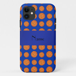 Personalised name blue basketballs iPhone 11 case