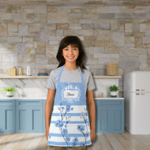 Personalised Name Blue Blossoms Striped Design
