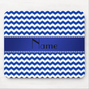 Personalised name blue chevrons diamonds mouse pad