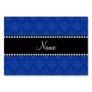 Personalised name Blue damask Table Number