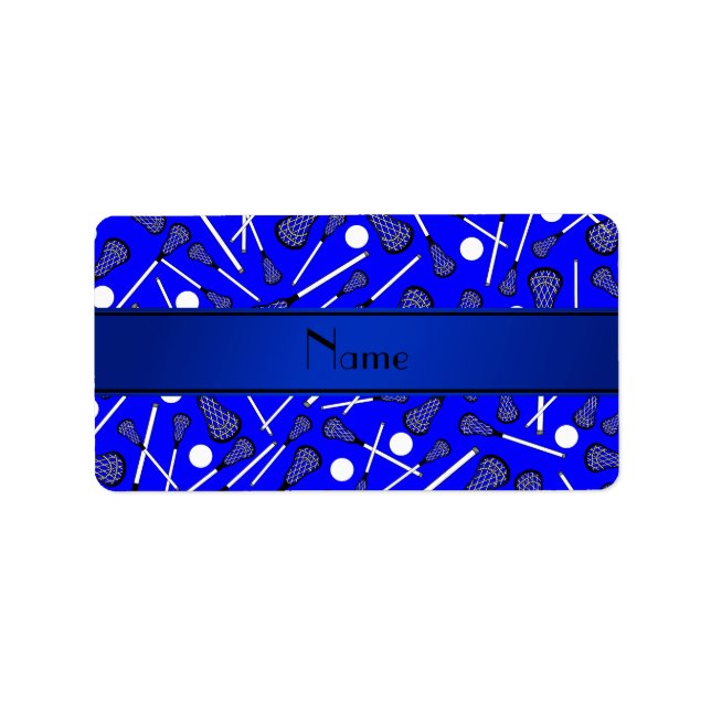 Personalised name blue lacrosse label (Front)
