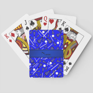 Personalised name blue lacrosse playing cards