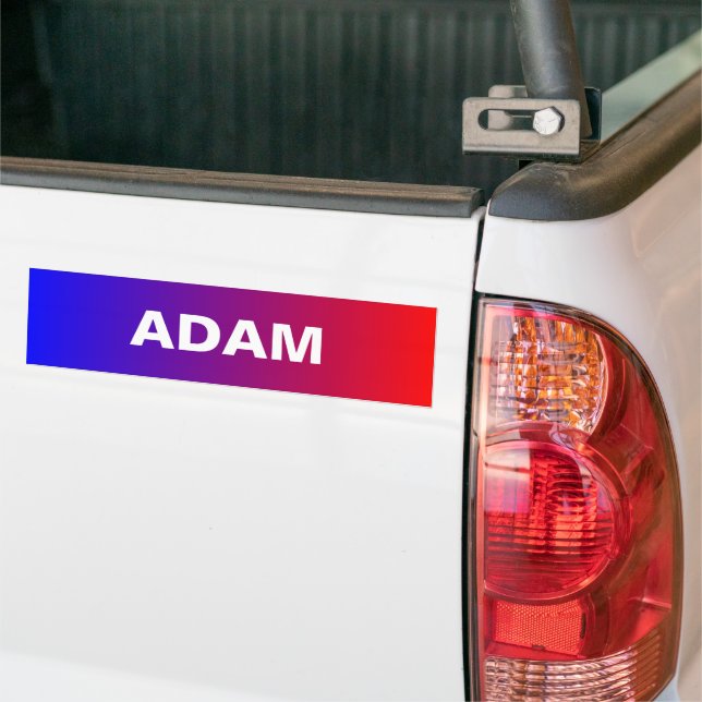 Personalised Name, Blue Red Car Bumper Sticker (On Truck)