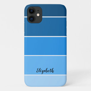 Personalised Name Blue Stripe Colour Palette Chip iPhone 11 Case