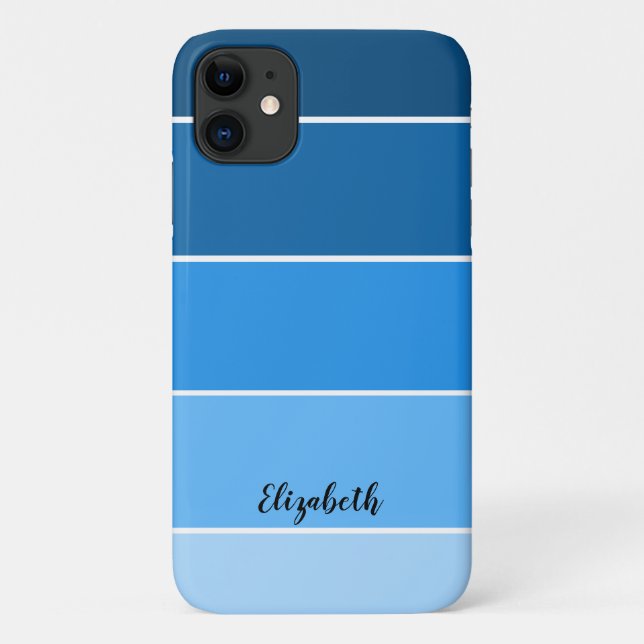 Personalised Name Blue Stripe Colour Palette Chip Case-Mate iPhone Case (Back)