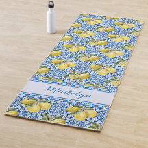 Personalised Name Blue Tile Mediterranean Lemon