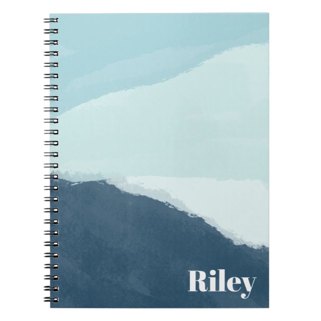 Personalised Name, Blue Watercolor Notebook (Front)