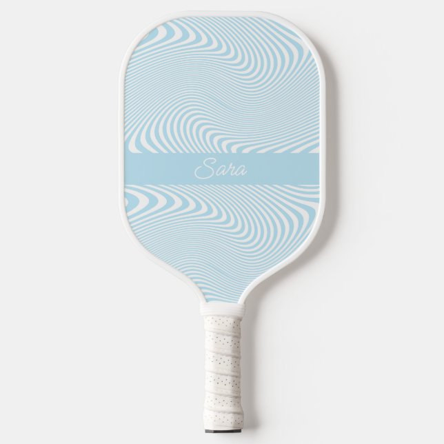 Personalised Name Blue Wave Modern Minimal Design Pickleball Paddle (Front)