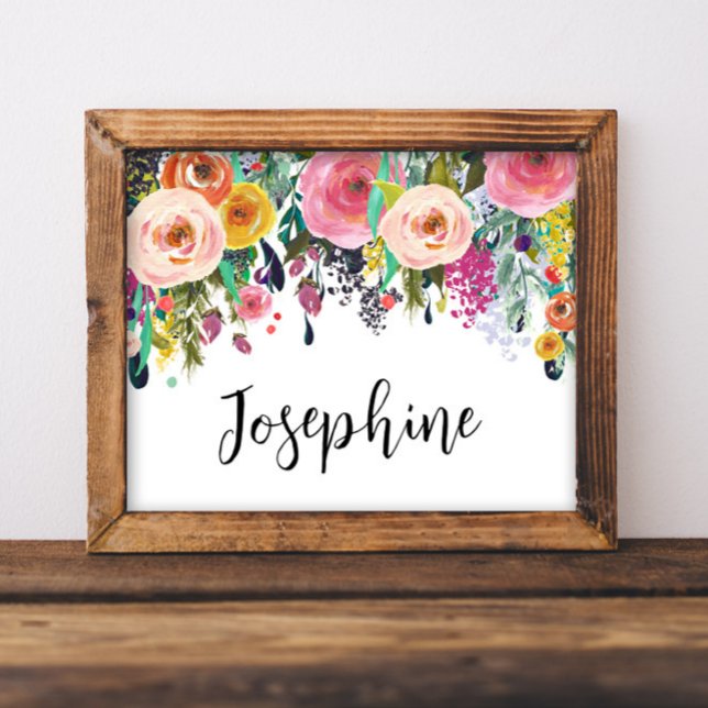 Personalised Name Boho Floral Bedroom Nursery Art Poster (Creator Uploaded)