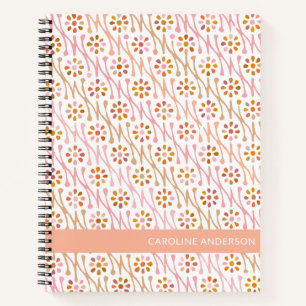 Personalised Name Boho Floral Earthy Pink Taupe Notebook