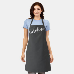Personalised Name Bold Black Minimalist Modern Apron