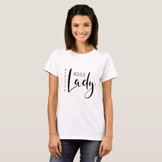 Personalised Name Boss Lady Logo T-Shirt (Front Full)