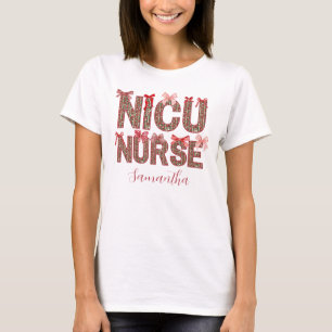 Personalised Name Bow NICU Nurse Christmas Shirt