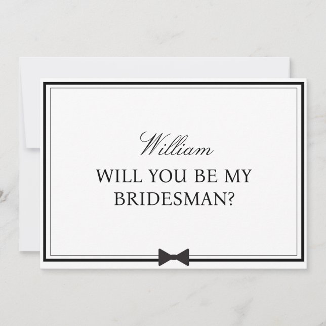 Personalised Name Bowtie Bridesman Proposal Card (Front)