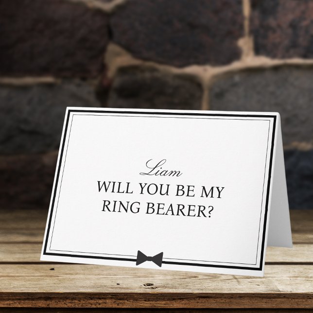 Personalised Name Bowtie Ring Bearer Proposal Card (Creator Uploaded)