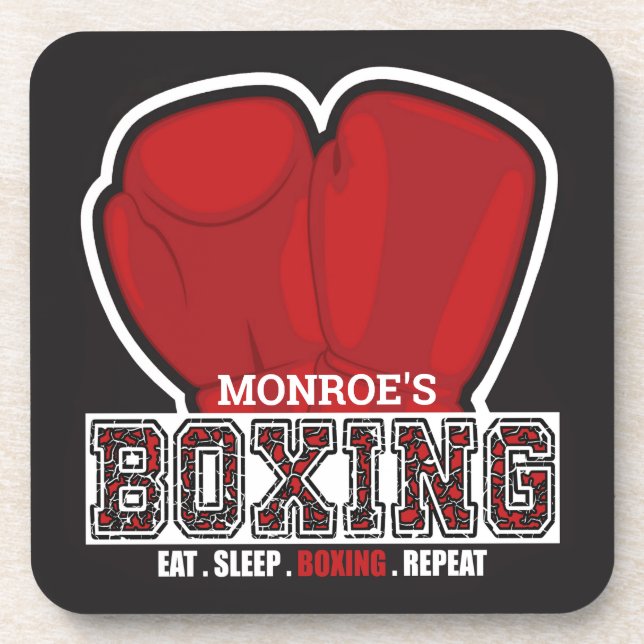 Personalised NAME Boxer Boxing Glove Prize Fighter Coaster (Front)