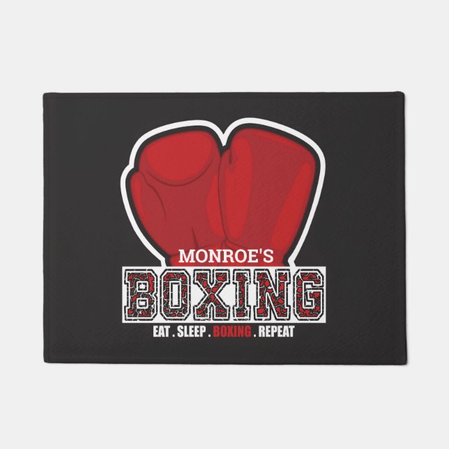Personalised NAME Boxer Boxing Glove Prize Fighter Doormat (Front)