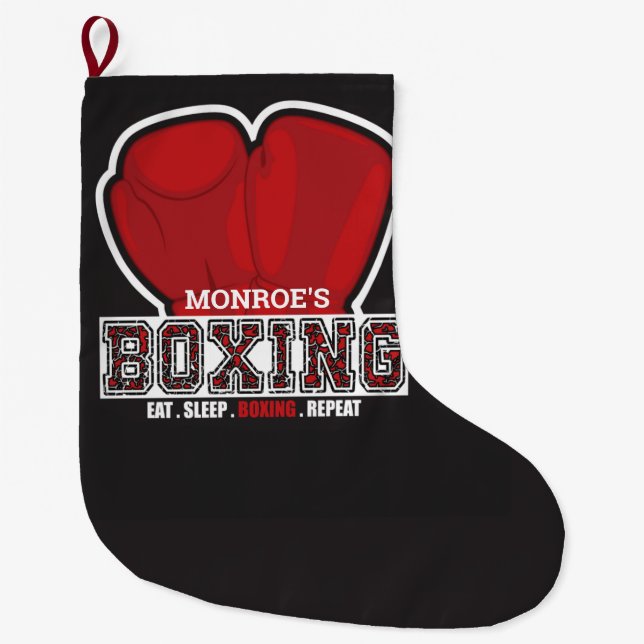 Personalised NAME Boxer Boxing Glove Prize Fighter Large Christmas Stocking (Front)