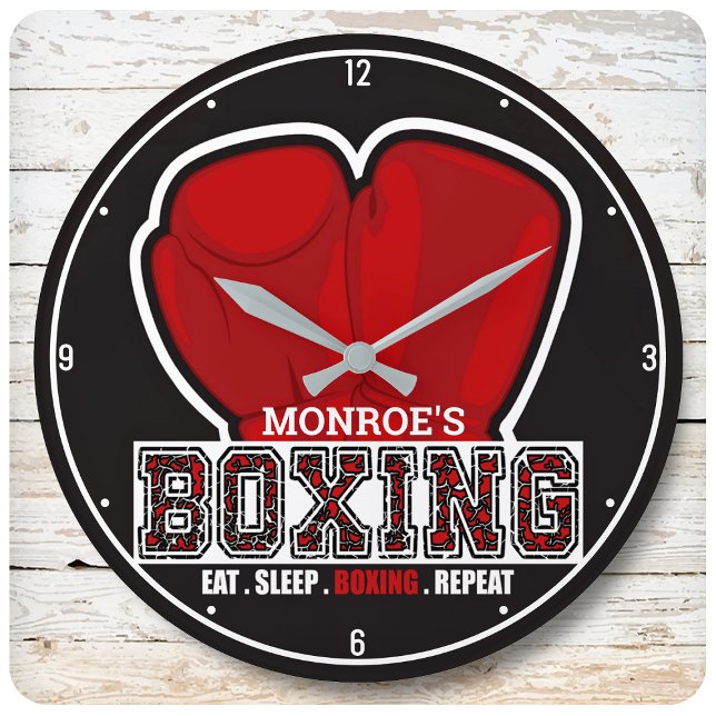 Personalised NAME Boxer Boxing Glove Prize Fighter Large Clock (Creator Uploaded)