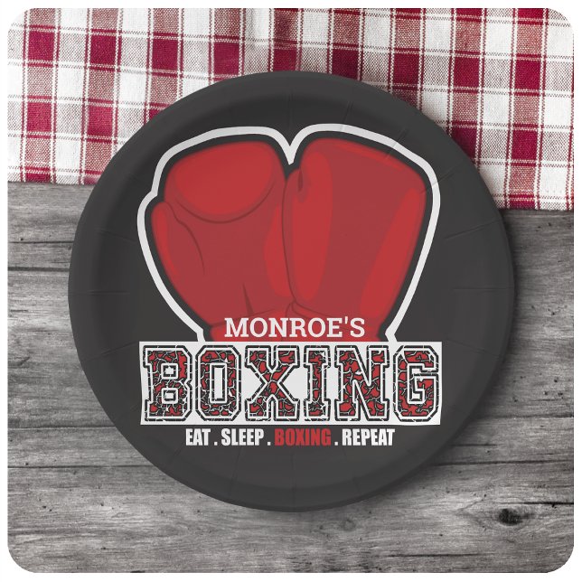 Personalised NAME Boxer Boxing Glove Prize Fighter Paper Plate (Creator Uploaded)