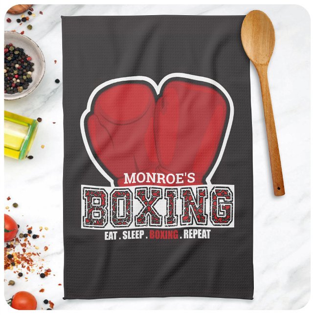 Personalised NAME Boxer Boxing Glove Prize Fighter Tea Towel (Creator Uploaded)