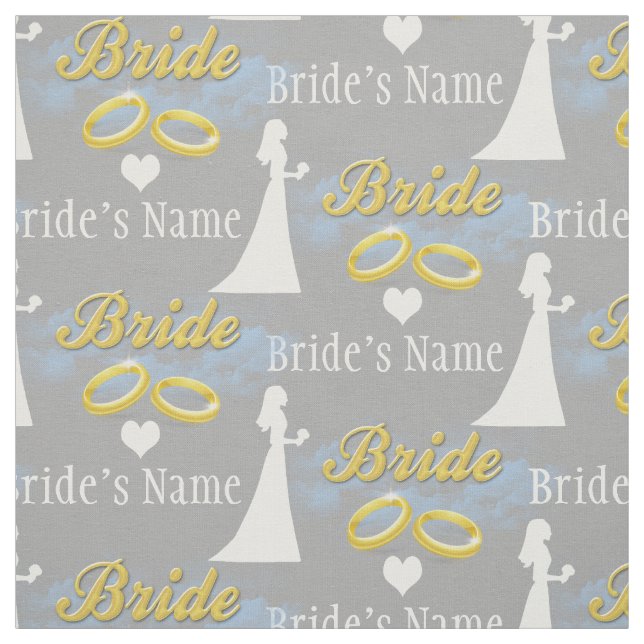 Personalised Name Bride Bridal Shower Wedding Fabric (Swatch)