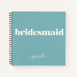 Personalised Name Bridesmaid Elegant Teal Blue Notebook