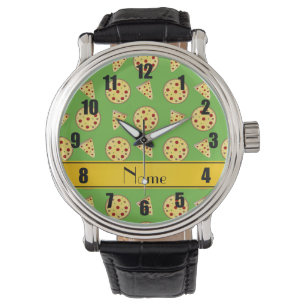 Personalised name bright green pizzas watch