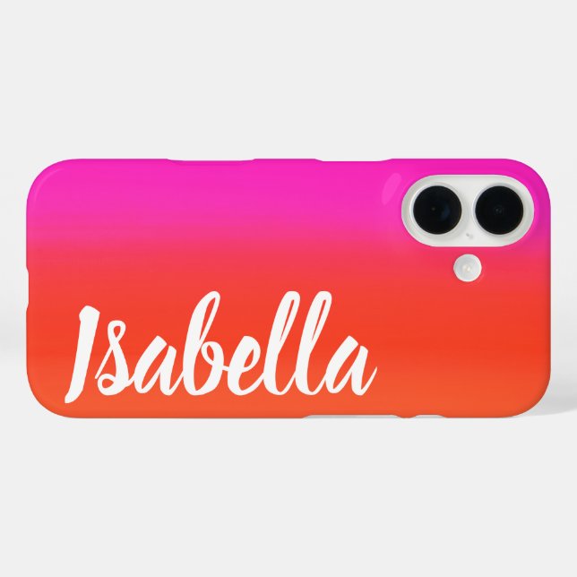 Personalised Name Bright Pink and Orange Gradient  Case-Mate iPhone Case (Back (Horizontal))